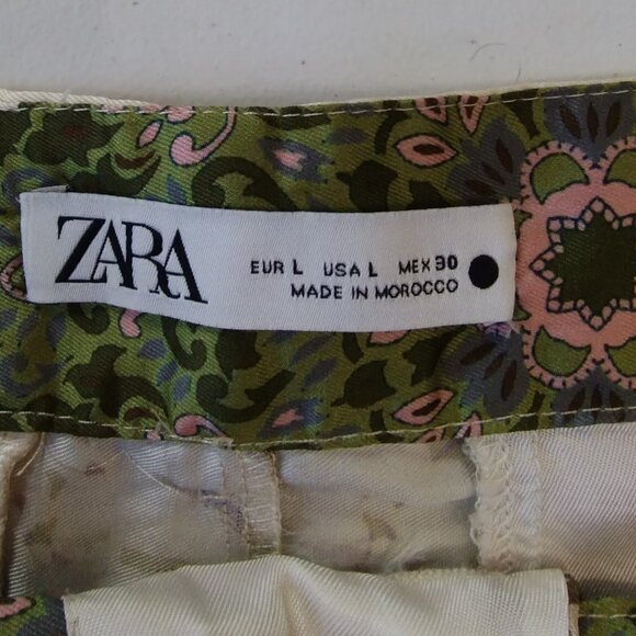 Zara Floral Boho Wide Leg Pants Size L - Picture 6 of 10